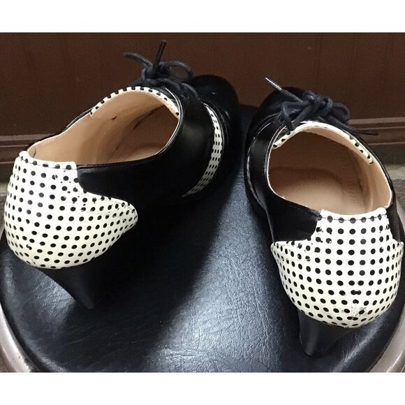 Chase & Chloe - Women's Black and White Polka Dot Heal - Sz 8.5 - Picture 4 of 7